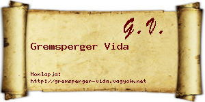 Gremsperger Vida névjegykártya